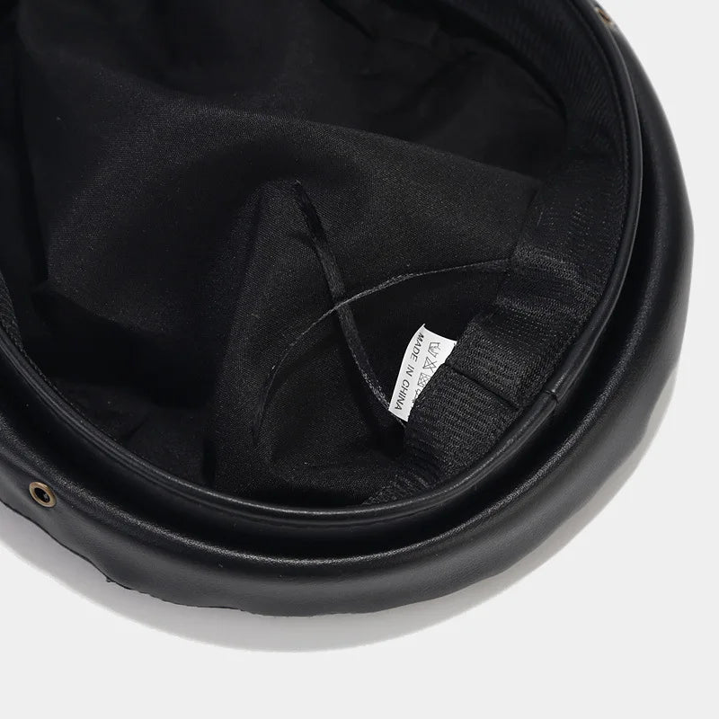 Fashion PU Leather Beret Vintage England Flat Newsboy Caps Outdoor Casual Army Cap