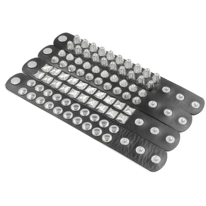 New Square Wide Punk Chunky Rivet Leather Bangle Rock Rows Nails Wristband Adjustable Size Jewelry Bracelets & Bangle