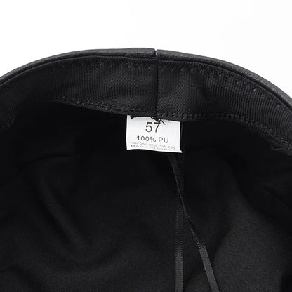 Women's Trendy Beret Black Pu Leather Flat Top Captain Military Caps Women's Accessories