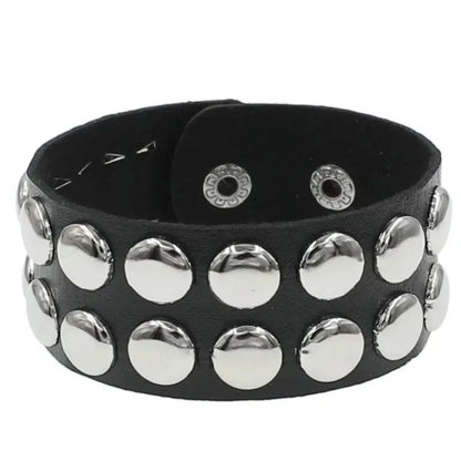 New Square Wide Punk Chunky Rivet Leather Bangle Rock Rows Nails Wristband Adjustable Size Jewelry Bracelets & Bangle